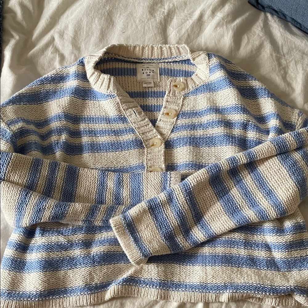 Billabong Blue and Cream Striped Cardigan
